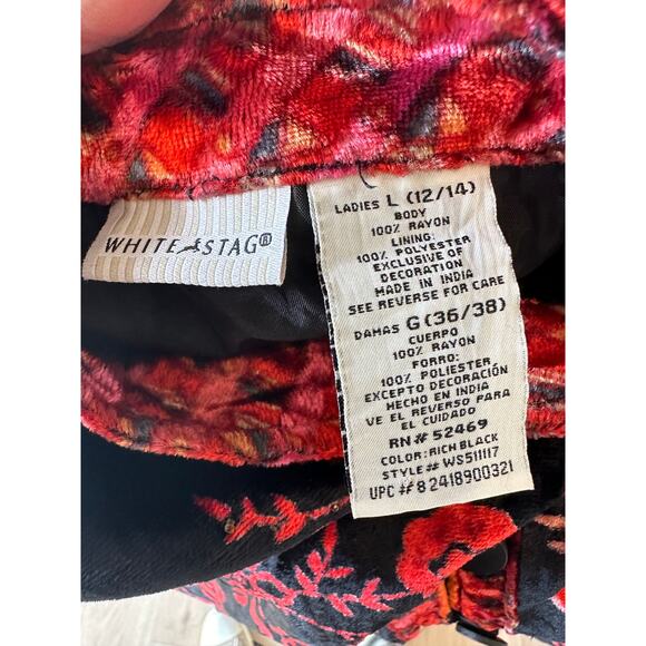 Chinese Embroidered Black Velvet Jacket LARGE Art to Wear Lagenlook White Stag - Picture 5 of 5